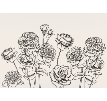 Kitchen blind with black and white rose design - TenStickers