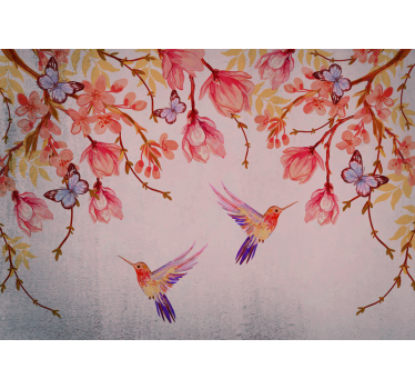 Kitchen blind with magnolia and birds design - TenStickers