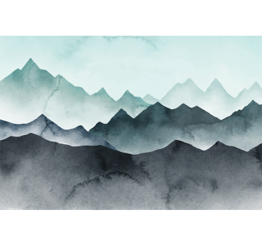 Kitchen blind painted blue mountains - TenStickers