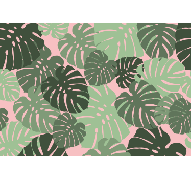 Kitchen blind with pink monstera leaves design - TenStickers