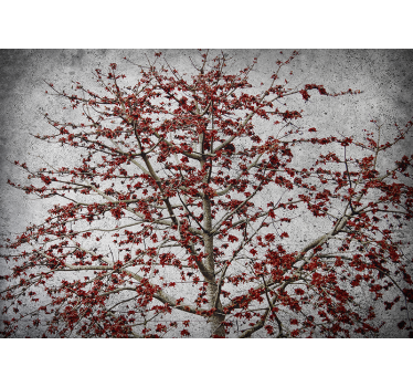Kitchen blind featuring a minimalistic tree with red flowers - TenStickers
