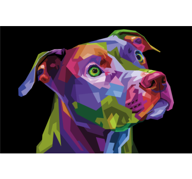 Living room blind multicolor modern pitbull dogs - TenStickers