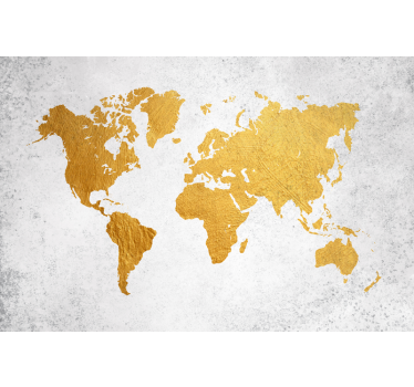 Living room blind world map in gold - TenStickers