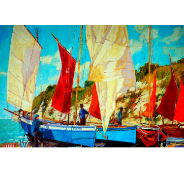 Living room blind three boats on the water - TenStickers