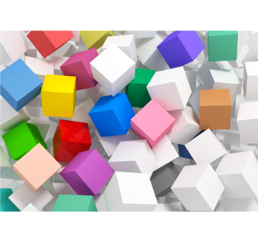 Living room blind 3d colorful cube wall mural - TenStickers