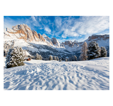 Living room blind snowy mountain landscape mural - TenStickers