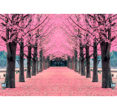 Living room blind pink trees of nami island - TenStickers