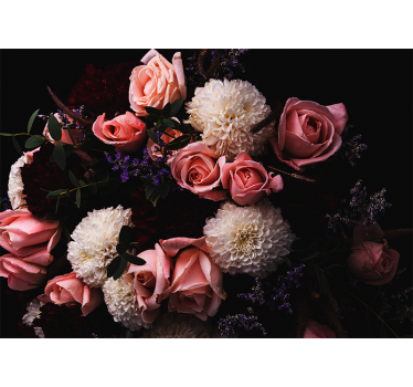 Living room blind luxurious bouquet of pink roses - TenStickers