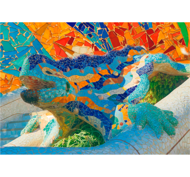 Living room blind barcelona park güell mural - TenStickers