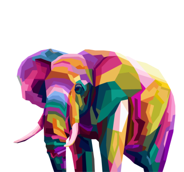 Living room blind multicolor realistic elephant - TenStickers