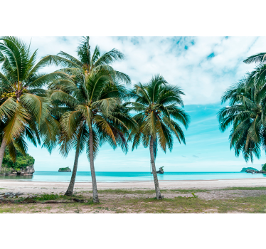 Living room blind with beach palms and sand design - TenStickers