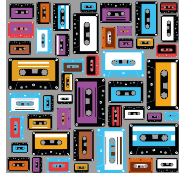 Living room blind with retro 80s cassette tape design - TenStickers