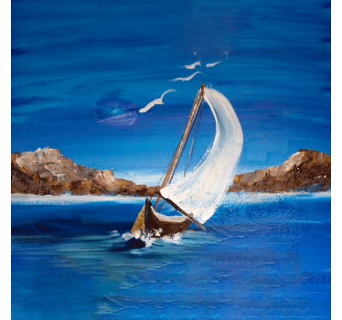 Living room blind canvas sailboats design - TenStickers