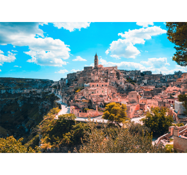 Living room blind matera city view - TenStickers