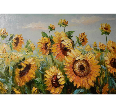 Living room blind painted sunflower farm - TenStickers