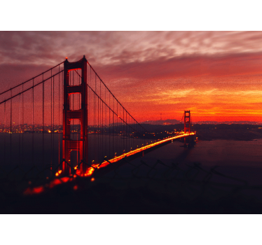 Living room blind golden gate at sunset - TenStickers