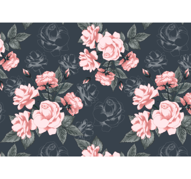 Living room blind with vintage white and pink roses - TenStickers