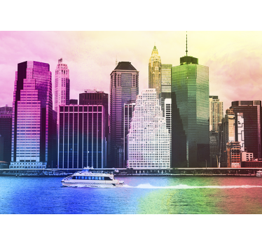 Living room blind colorful manhattan skylines - TenStickers