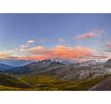Living room blind beautiful sunset in the mountains - TenStickers