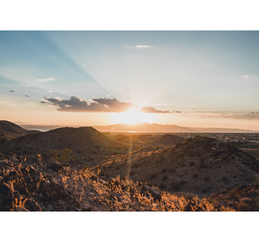 Living room blind sunset in the desert - TenStickers