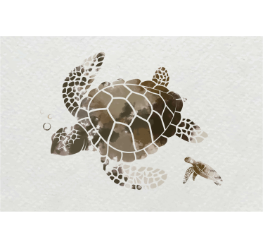Living room blind with brown watercolor turtle design - TenStickers