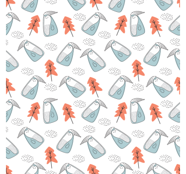 Cute minimalistic penguins with trees living room blind - TenStickers