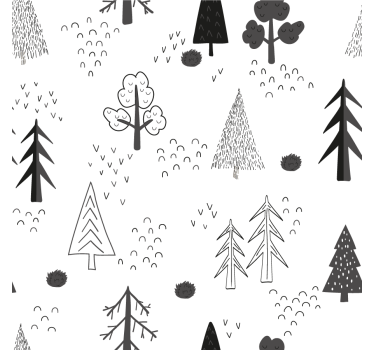 Living room blind with white minimalistic trees - TenStickers