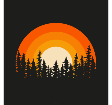 Living room blind dark forest sunrise - TenStickers
