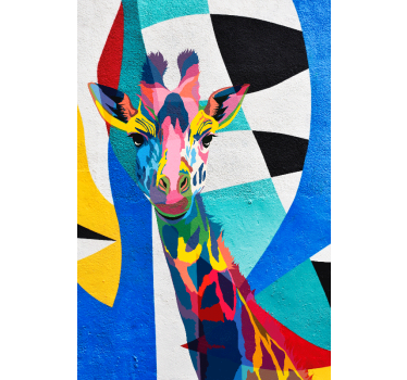 Living room blind abstract colorful giraffe - TenStickers