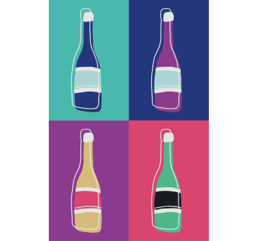 Living room blind featuring pop art champagne bottles - TenStickers