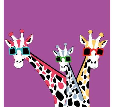 Living room blind funny giraffes with sunglasses - TenStickers
