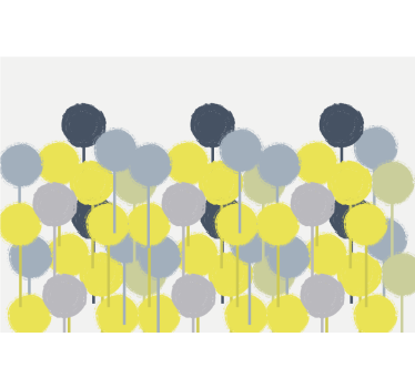 Living room blind with minimalistic yellow and gray circles - TenStickers