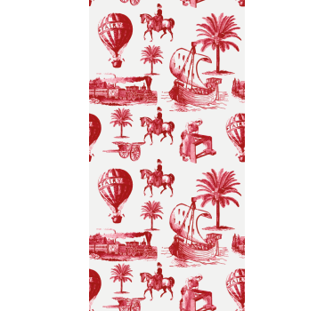 Vintage roller blind with classic travel scenes - TenStickers