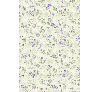 Purple flowers on green background roller blind - TenStickers