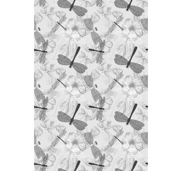 Gray dragonflies and daffodils Flower roller blind - TenStickers