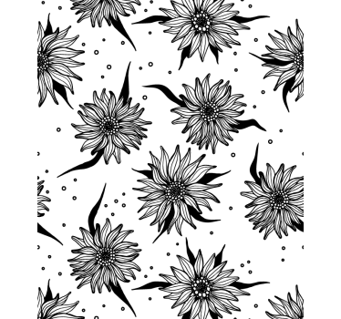 Black white sunflower illustration Flower roller blind - TenStickers