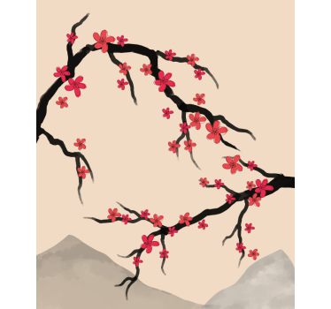 Ink cherry blossom Flower roller blind - TenStickers