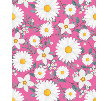 Daisy flowers pink background Flower roller blind - TenStickers