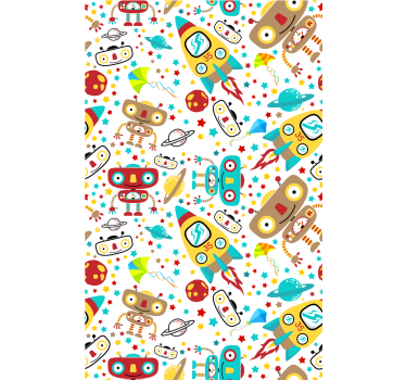 Rocket robots adventure childrens blind - TenStickers