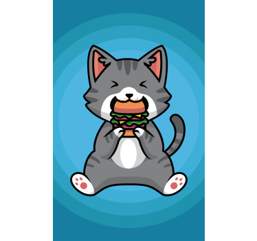 Cat eating a hamburger Kids blind - TenStickers