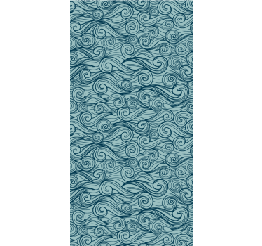 Blue sea waves pattern Living room roller blind - TenStickers
