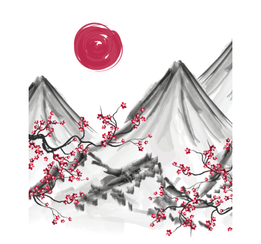 Japanese style red sun Blind art - TenStickers