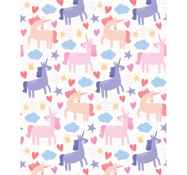 Unicorn with hearts and stars Kids blind - TenStickers