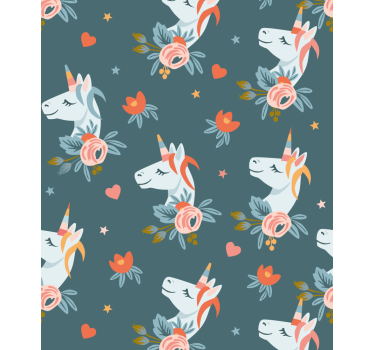 Blue charming unicorns childrens blind - TenStickers