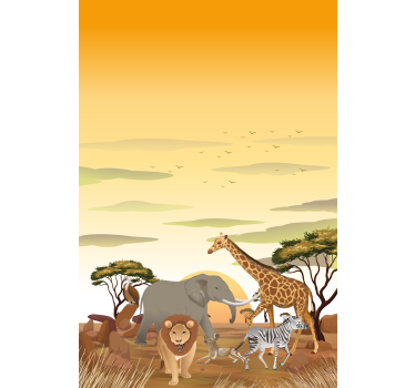 African cartoon landscape Animal blind - TenStickers