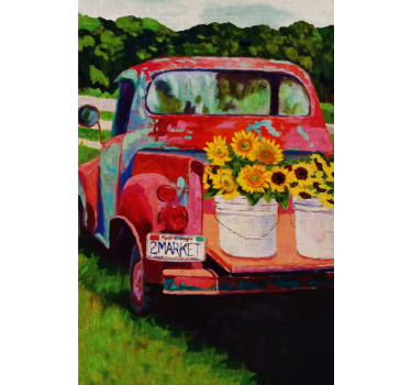 Vintage Truck Bouquet flower blind - TenStickers