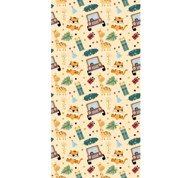 Lovely safari animals with car  Kids blind - TenStickers