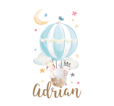 Three animals on balloons with stars and clouds Blind art - TenStickers