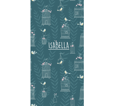 Blue birdcages with name childrens blind - TenStickers
