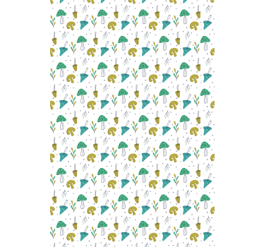 Hand drawn light blue mushroom pattern Kitchen window blind - TenStickers